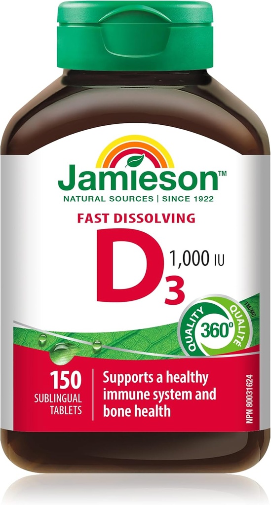 Jamieson Vitamin D3 1000 IE, 150 Sublinguale tabletter