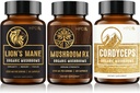 HPD Rx Organic Mushrooms Bundle | Mushroom Rx, Lions Mane & Cordyceps | for Immunity, Mind & Body Health