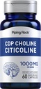 Piping Rock CDP Cholin Citicolin 1000mg • 124; 60 Quick Release kapsler • 124; for mænd og kvinder • 124; Non- GMO, Gluten Free Dietary Supplement
