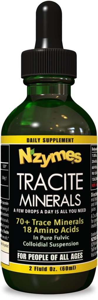 Nzymes® Tracite Minerals for People, Trace Mineral Drops and Amino Acids - Made in The USA