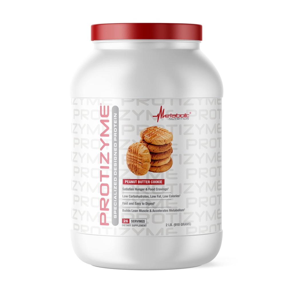 Metabolisk Nutrition, Protizyme, 100% Whey Protein Powder, High Protein, Low Carb, Low Fat med fordøjelsesenzymer, 24 Essential Vitamin og mineraler, Peanut Butter Cookie, 2 Pund
