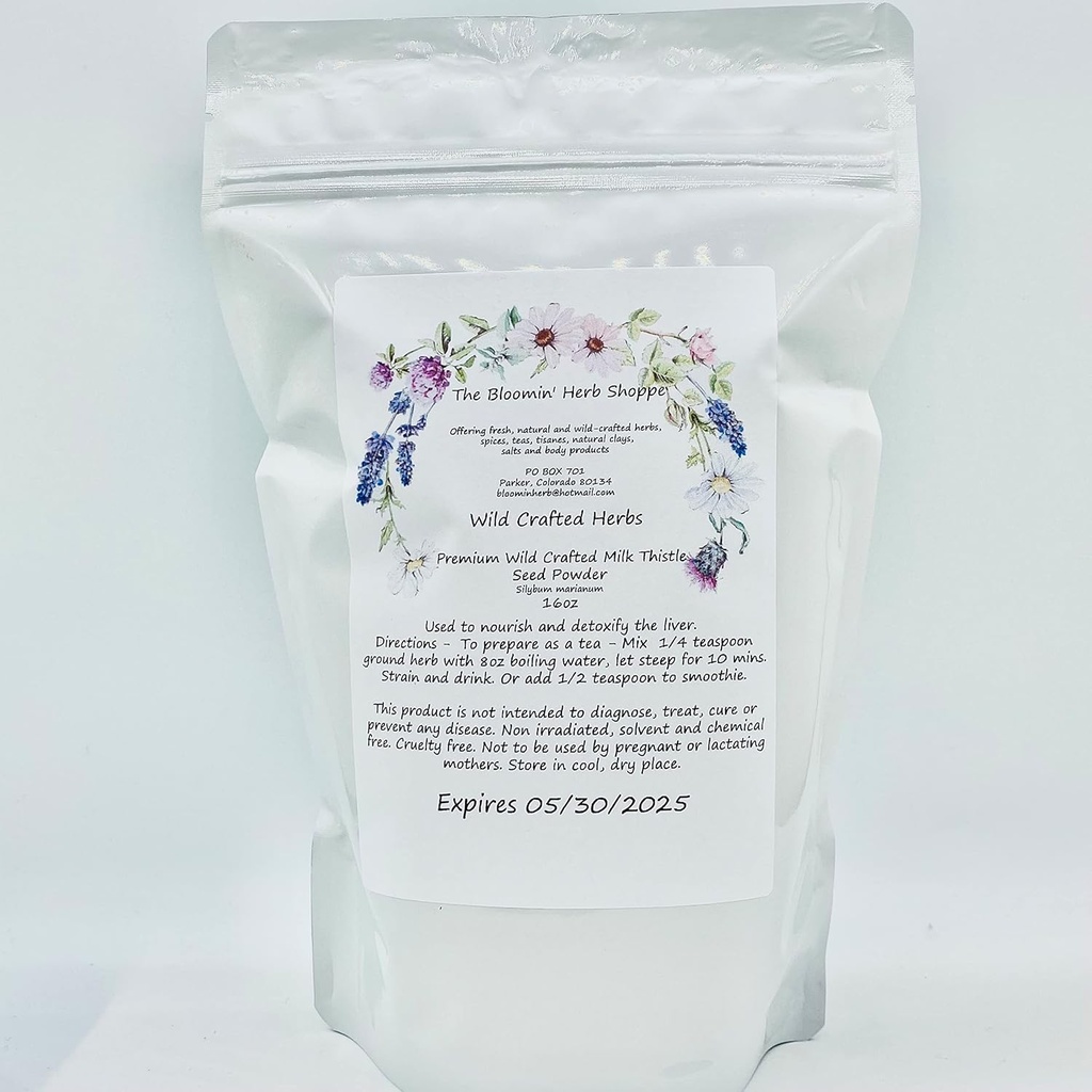 Liphontcta færdiglavet mælk tidsel frø pulver 16oz Pound Raw Silybum Marianum Bloomin Herb Shoppe Pure Aromatisk Potent Lever Bulk