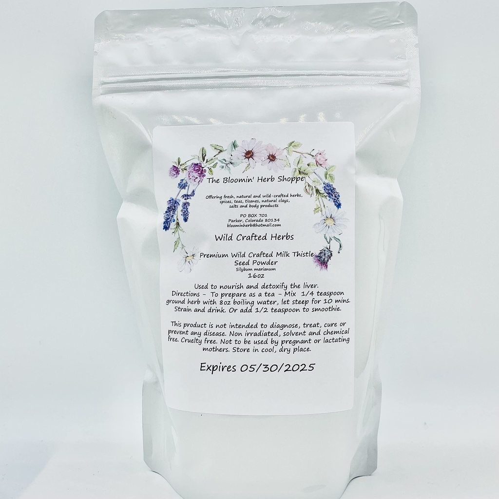 Liphontcta færdiglavet mælk tidsel frø pulver 16oz Pound Raw Silybum Marianum Bloomin Herb Shoppe Pure Aromatisk Potent Lever Bulk