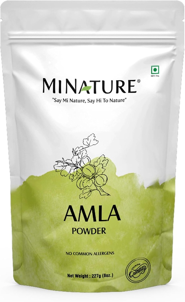 USDA Organic Amla Powder (Amla Fruit Powder) af mi Nature Medical 124; Amalaki Medical 124; 227g (8 oz) Medical 124; Høj i vitamin C, antioxidanter Medical 124; Hår Vækst Medical 124; Raw, Vegan, Gluten Free