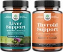 Bundle of Lever Cleanse Detox & Reparation - Silymarin Milk Thistle Dandelion Root, Beetroot & Artiskoke Extract & Thyroid Support - L Tyrosine, Bladerwrack, Selenium & Ashwagandha for Hormone Balance