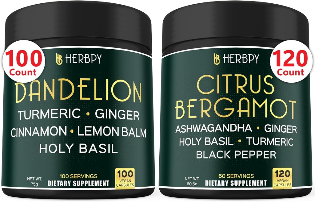 Bundle 6in1 Mælkebøtte tillæg & 6in1 Citrus Bergamot tillæg - Support Afslapning, hjerte, fordøjelse sundhed og immunforsvar
