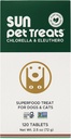 Sun Chlorella Sun Pet Treats Green Superfood Cat & Dog Supplement - Chlorophyll Eleuthero & Lecithin, mineraler, Antioxidanter & Vitaminer til hunde & katte - Immunforsvar, Hud & Gut Sundhed - 120 Bites