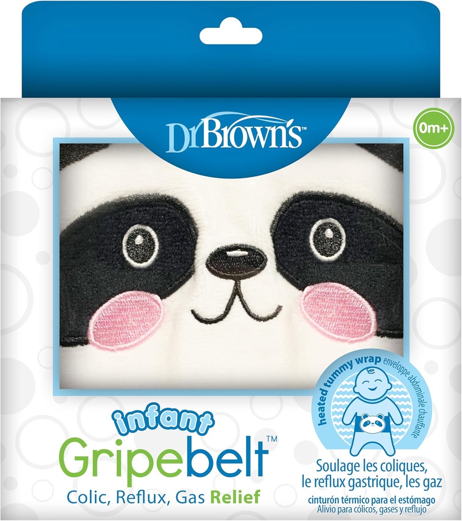 Dr. Brown's Infant Gripebelt Heated Belly Band, Soothe Baby's Tummy with Gentle Warmth and Compression, Panda, 0m+