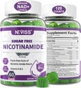 Sugar Free Nicotinamid 500mg Gummies, (Flush Free Niacin) Vitamin B3 Niacinamid supplement til cellulær energi Metabolisme & Reparation, Vitality, sund aldring, Cranberry Flavor, Let at tygge, 120 Cts
