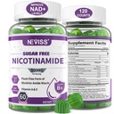 Sugar Free Nicotinamid 500mg Gummies, (Flush Free Niacin) Vitamin B3 Niacinamid supplement til cellulær energi Metabolisme & Reparation, Vitality, sund aldring, Cranberry Flavor, Let at tygge, 120 Cts