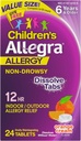 Allegra Children 's 12- Hour Allergy Relief Orally Opløsning Tablets, Non- Drowsy Indoor and Outdoor Allergy Medicine, 30 mg Fexofenadine HCI Antihistamin til børn, Orange Cream Flavor, 24- Greve