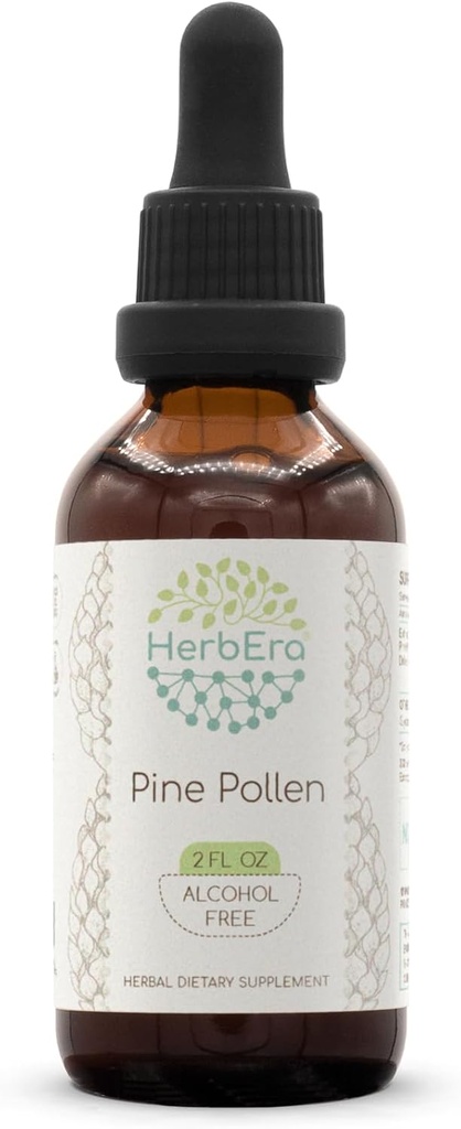 HerbEra Pine Pollen B60 Alkohol Free Herbal Extract Tinktur, Koncentrerede flydende dråber Naturlige (Song Hua Fen, skotter Pine, Pinus Sylvestris) 2 fl oz