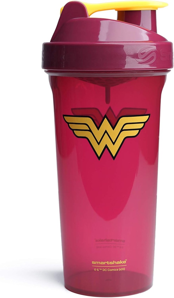 Smartshake Lite Justice League Protein Shaker Flaske 800ml - DC Comics Vandflaske, Bladsikker BPA Free Gym Ryster Flaske til Protein Shakes og Protein Powder - Wonder Women Logo