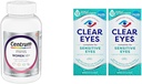 Centrum Minis Sølv kvinders Multivitamin til kvinder 50 Plus, Multimineral supplement med vitamin D3, B Vitaminer, non-GMO ingredienser, understøtter hukommelse og kognition hos ældre voksne - 280 Ct & Clear Eyes, følsomme øjne, øjendråber, 0,5 Oz, 2 Pack