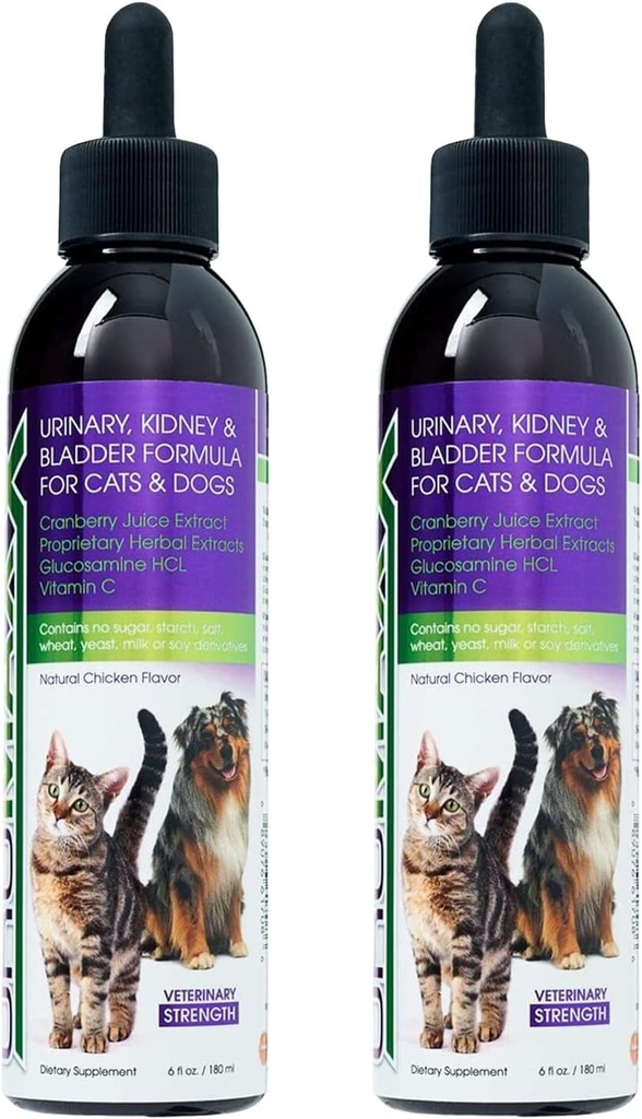 Kat & hund Urinary Tract Treatment, Bstige & Nyre Support for Dogs and Cats, Kraftfuld endnu Gentle Pet Care, med flydende Cranberry & Glucosamin, Chicken Flavor, 6 oz Flaske, 2 Pack