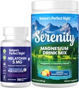 Naturens perfekte nat Melatonin 5mg hurtig opløsning blandet berry 200 greve med Serenity Magnesium Pulver 15 oz Lemon Hindbær