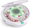 Live Fine 28-Day Automatic Pill Dispenser Frosted Lid med opgraderet LCD-skærm og nøgle lås, lyd & lys til receptioner, medicin, vitaminer, kosttilskud og mere