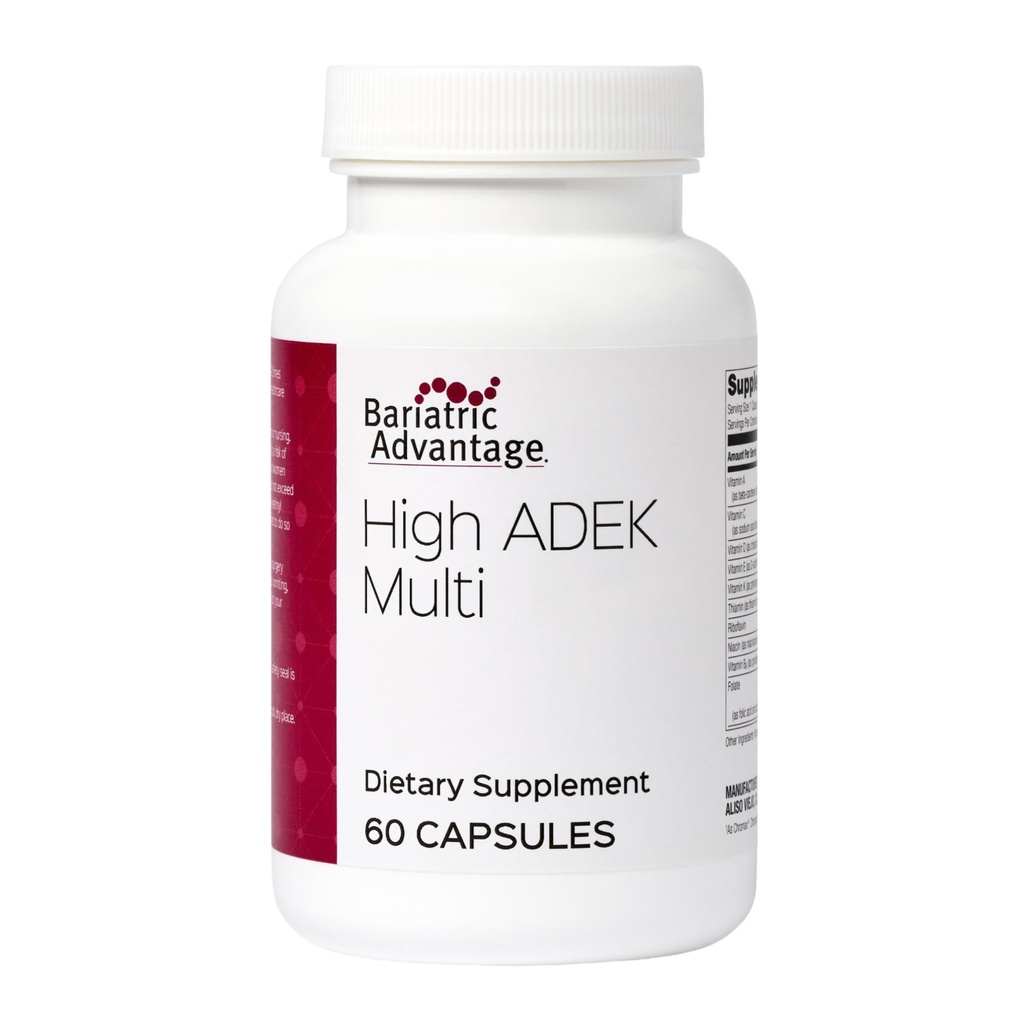 Bariatric Advantage High ADEK Multi - for Bariatric Kirurgi Patienter - Multivitamin med vitaminer A, D, E, K & Trace Minerals - 100% + DV af ADEK - 60 kapsler