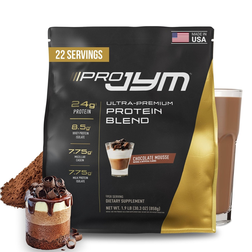 JYM Supplement Science Pro JYM Chocolate Mousse Protein Powder - Whey Protein Isolates, Casein, & Milk Protein, Lean Muscle Building for mænd og kvinder, 22 Servering