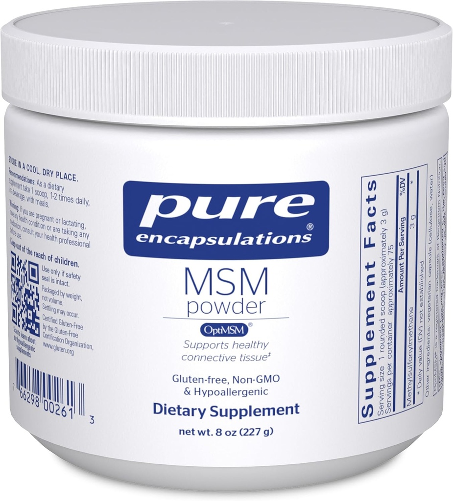 Pure indkapsninger MSM Pulver • 124; Hypoallergen Supplement understøtter fælles, immunforsvar, og luftveje • 124; 8 Ounces