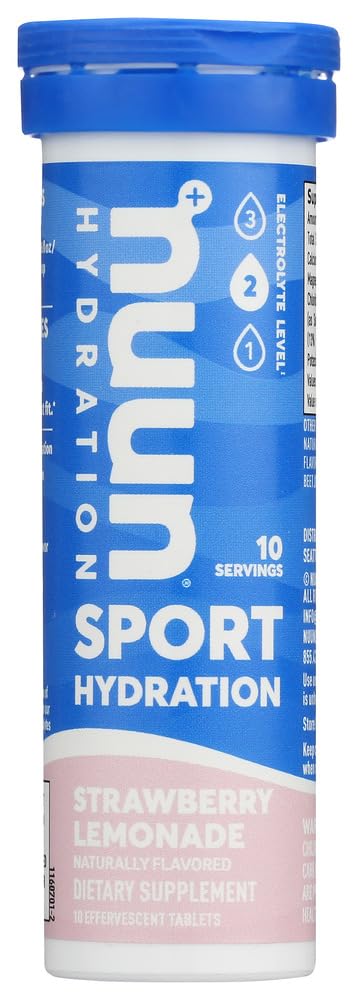 Nuun hydrering: Strawberry Lemonade Electrolyte Drink Tablets (2 rør med 10 tabletter)