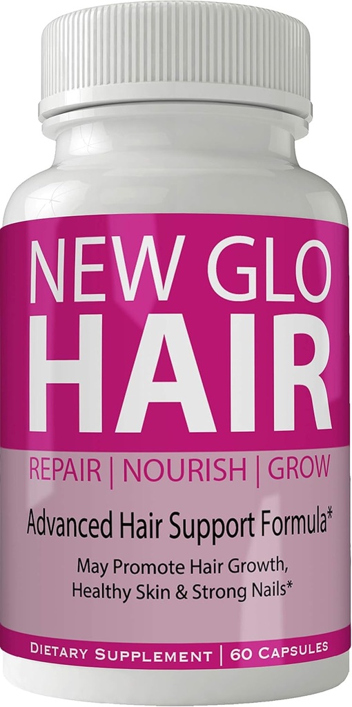 Ny Glo hår hud og negle supplement - avancerede unikke hår vækst vitaminer og mineraler med biotin - Gluten Free 60 kapsler - hår lash hud og negle ekstra styrke formel vækst booster