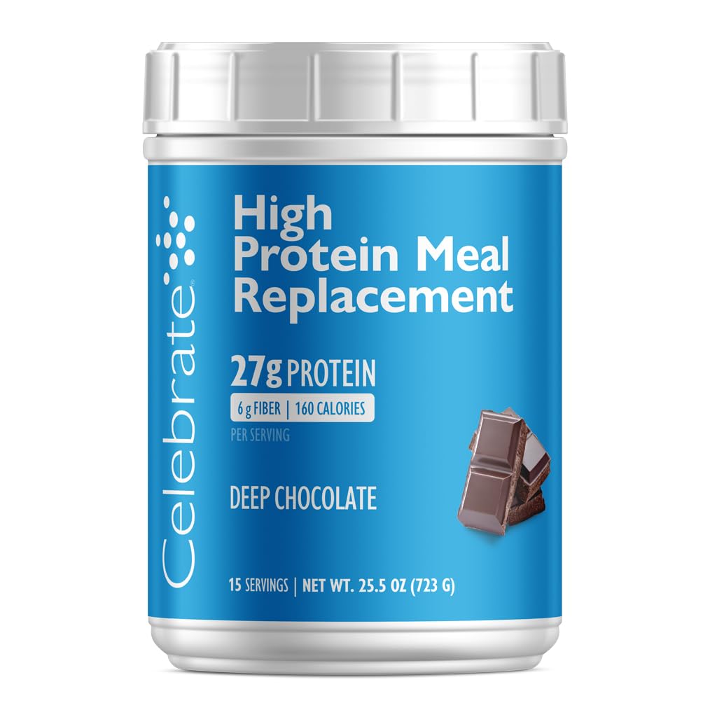 Celebrate Vitamin High Protein Meal Erstatning Shake, 27 g Protein Powder, 6 g fibre, For post-Bariatric Kirurgi Patienter, Deep Chocolate, 15 portioner