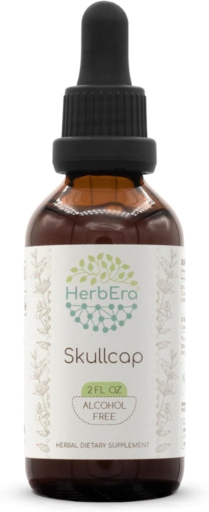 HerbEra Skullcap B60 Alkohol- Free Herbal Extract Tinktur, Koncentrerede flydende dråber Natural Skullcap (Scutellaria lateriflora) 2 fl oz