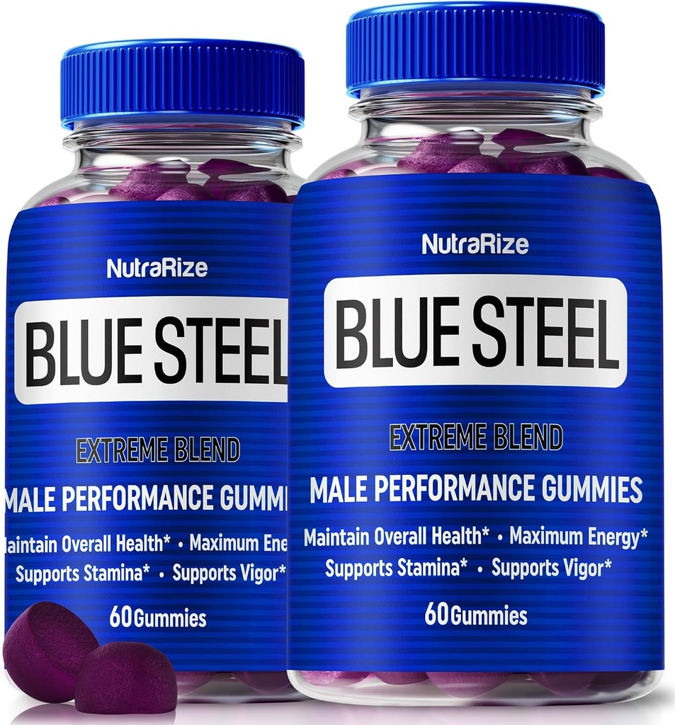 (2 Pack) Blå stål gummier for mænd, Daglig ernæring til Boost tillid og samlet sundhed, Alle naturlige supplement til støtte Peak Performance, Official Mand Gummy, BlueSteel anmeldelser (120 Gummies)