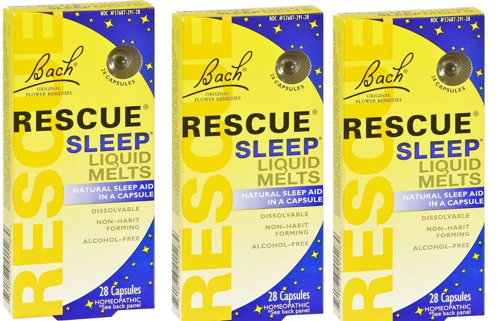 Bach Rescue Sleep Liquid Melte, opløselige kapsler 28 ea (pakning med 3)