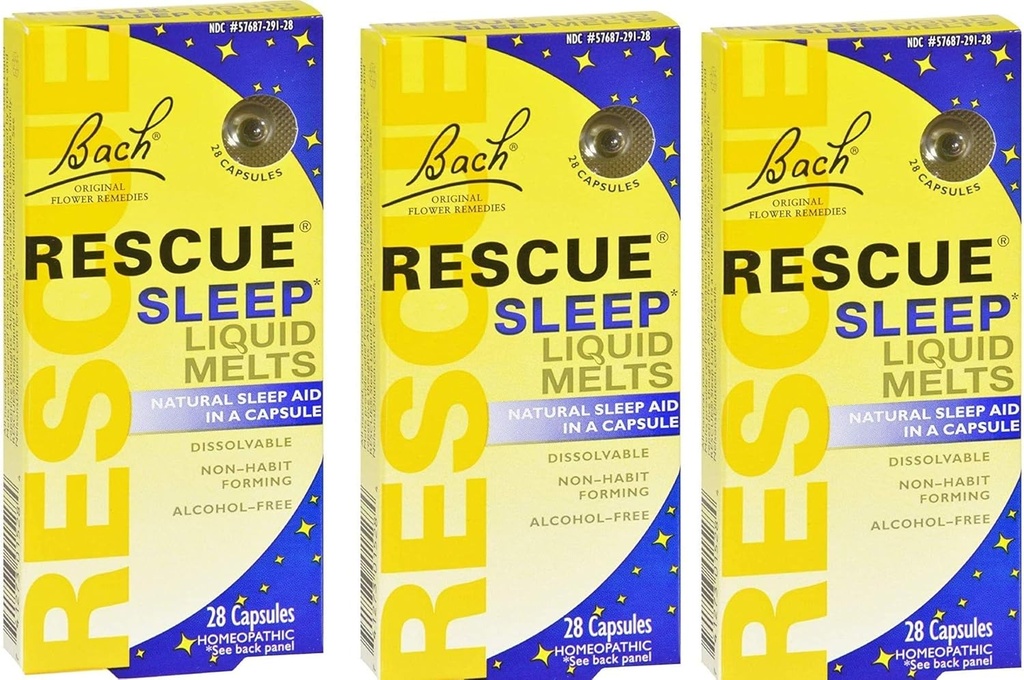 Bach Rescue Sleep Liquid Melte, opløselige kapsler 28 ea (pakning med 3)