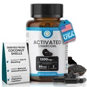 Aktiveret kul kapsler 1200 MG, 60 Veg Caps, 30- dages Premium Detox & fordøjelsesstøtte, Gas & Bloating Relief, Organic Coconut Shell Charcoal, Gut Health, USA Made.