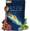 RYZE SUPERFOODS Mushroom Hot Cocoa Melatonin Sleep Supplement, Keto Cocoa Pulver med Reishi Mushroom, Melatonin, Glycin, Cacao, L- Theanine, Chicory til at hjælpe falde søvn og ophold søvn, 20 Servere