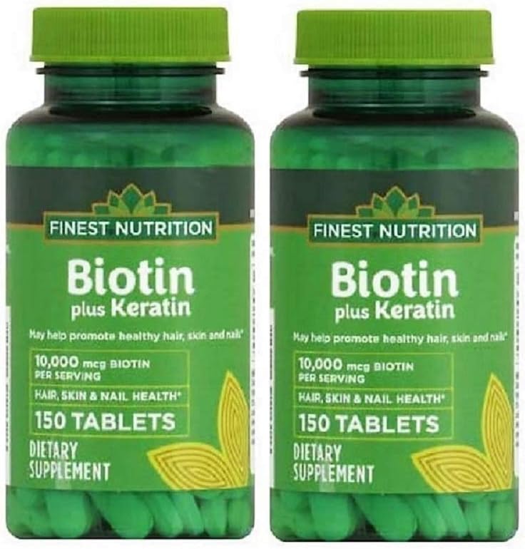 Finest Nutrition Biotin Plus Keratin - 10.000 mcg - 300 Greve - 2 Pack