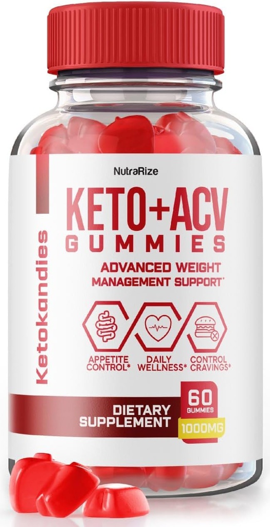 NutraRize KetoKandies Keto + ACV Gummies for vægttab, maksimal styrke supplement, Gomitas anmeldelser (60 Gummies)