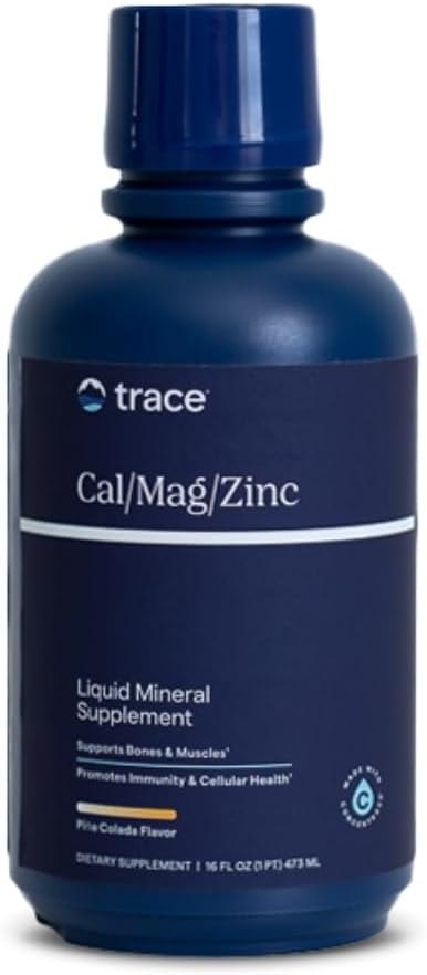 Trace Minerals ttesmå 124; Flydende Cal / Mag / Zink124; Calcium, Magnesium, Zink, vitamin D3 Support 124; Understøtter Normal Tissue, Muscle, og Knogledensity • 124; Natural Piña Colada Flavor • 124; 16 Serveringer, 16 fl oz.