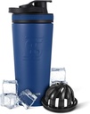 Ice Shaker Isoleret rustfrit stål Shaker Flaske # 124; 26oz, Navy # 124; Cold for 30 + Timer # 124; Isoleret Cup med Twist- on Agitator # 124; Odor- Free Flaske til Protein Shakes, Vand, Smoothies, Cocktails