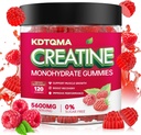 Creatin monohydrat Gummier for mænd og kvinder 120 CT - 5600mg af Creatin monohydrat per servering, Chewable Creatin monohydrat til muskelstøtte & energi Boost, Sukker fri, Vegan (Raspberry Flavor)