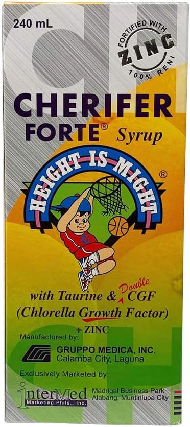 Cherifer Forte Syrup Foraliseret med zink med Taurine og Double Chlorella vækstfaktor + Zink Orange Flavor 240 ml