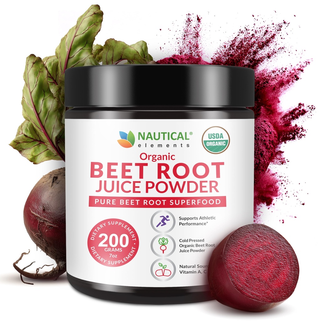 Beet Juice Powder Organic - Cold Pressed - 20: 1 Koncentrat - Koncentreret Beet Root Powder - Nitrogen Oxide - Circulation Support - 57 Serveringer af Beet Root Supplement - 7oz