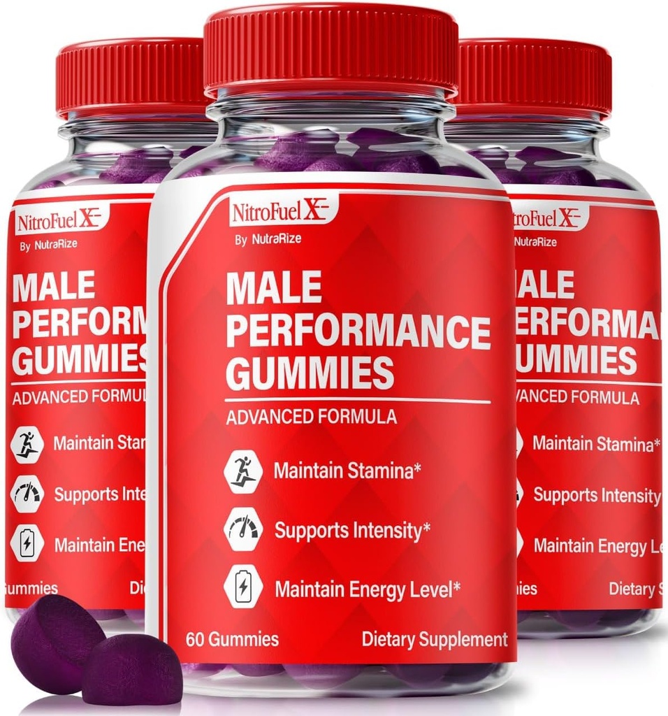 (3 Pack) Nitro Fuel X Gummies - Officiel Nitro Fuel X Ultimate For Mænd, Nitro Fuel X ME For Performance and Total Health, All Natural NitroFuel X ME Gummies, NitroFuel X Ultimate Gomitas (180 Gummies)
