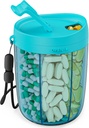 PULIV Stor pilleflaske Organizer, supplement Organizer til Holding 6 Forskellige vitaminer, Pill Box sag med anti-blanding & bred åbning Design, let at hente medicin og 20 Pcs Stick- på etiketter, blå