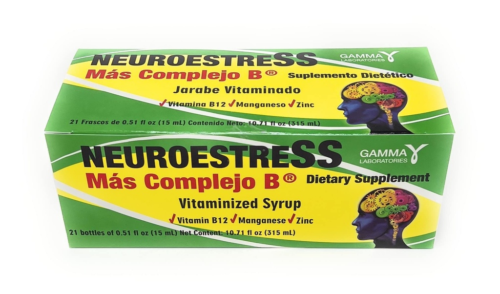 Neuroestress Kosttilskud Vitaminiseret Syrup med vitamin B12, Manganase og Zink 21 flasker på 0,51 Fl Oz Hver