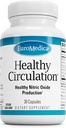 EuroMedica sund cirkulation - Kosttilskud til sund cirkulation - Sund blodgennemstrømning & hjertefunktion Støtte - Non-GMO & Vegan kapsler - 30 kapsler (30 Servere)