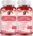 (2 Pack) 600 Mg Magnesium Glycinate Gummies, Magnesium Supplement Complex Magnesium Malat, Magnesium Citrate & Kalium, Understøtter Nat & Fælles, Energi Boost, Vegan & 0- Sukker, Hindbær 120 Count