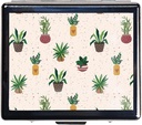 Sølv Vintage Pill Box 7 Dag Metal Pill Box med spejl og 8 Compartments Cute Travel Pill Organizer til Purse (Cute Cactus)