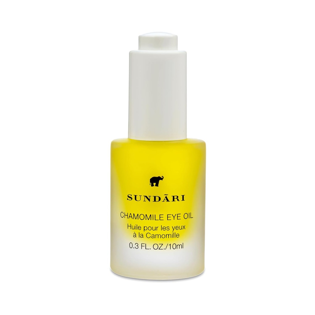 SUNDARI Chamomile Eye Oil - Natural Dark Circle Treatment, Anti-Aging & Wrinkle Reduction, Brightens & Smooths Under-Eye, Nourishes & Revitalizes, Natural Ingredients, Convenient Dropper 0.3 fl oz