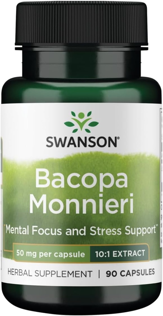 Swanson Bacopa Monniera 10: 1 Extract 50 Milligram 90 Kapsler