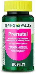 Spring Valley Prenatal Multivitamin / Multimineral til gravide og ammende kvinder Kosttilskud tabletter, 100 Grev + Sticker, Dri Store.