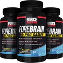 FORCE FACTOR Forbrain Pro Gamer Brain Booster, Gamer Supps to Øge Fokus & Bevidsthed, Blå Lys, Gaming Supplement, Nootrop, 240 Kapsler, 3-Pack, Sort